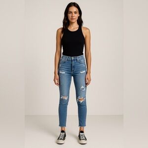 Agolde Sophie Raw Hem High Rise Crop Skinny Jeans in Hyper Blue 25 26x28